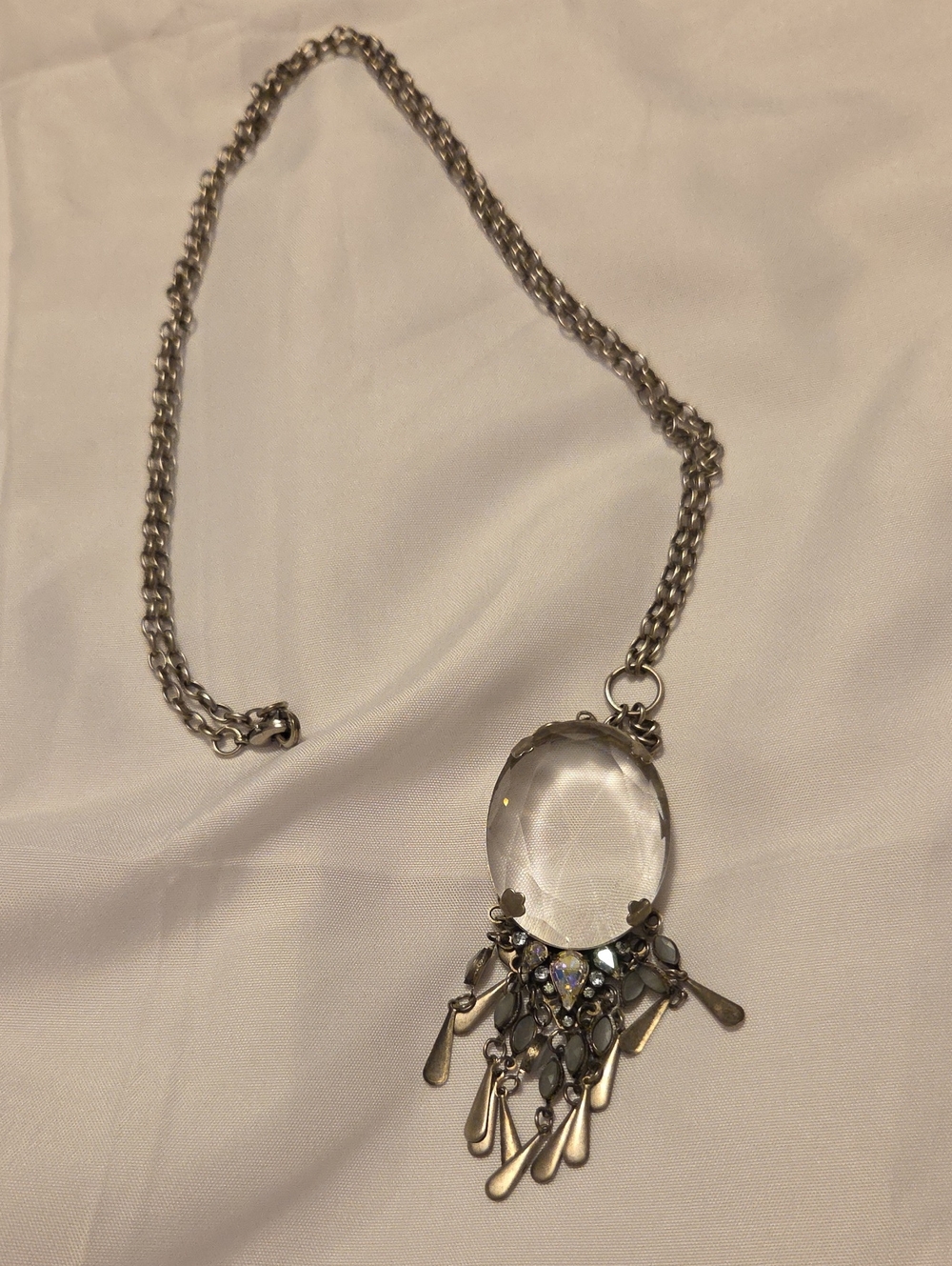 Sorrelli Silver-Tone Clear Crystal Drop Pendant Necklace